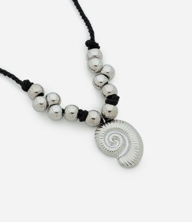 Maxi Collar con Cordón con Nudo Esferas y Colgante de Caracola