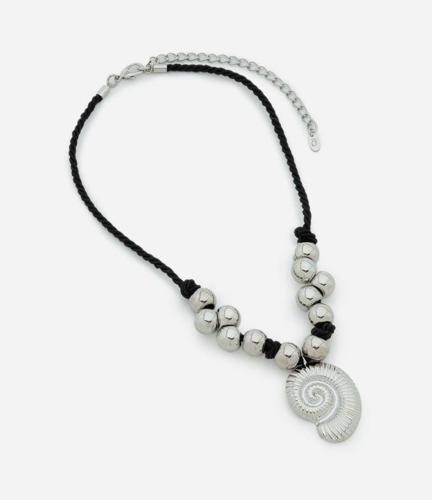 Maxi Collar con Cordón con Nudo Esferas y Colgante de Caracola 2