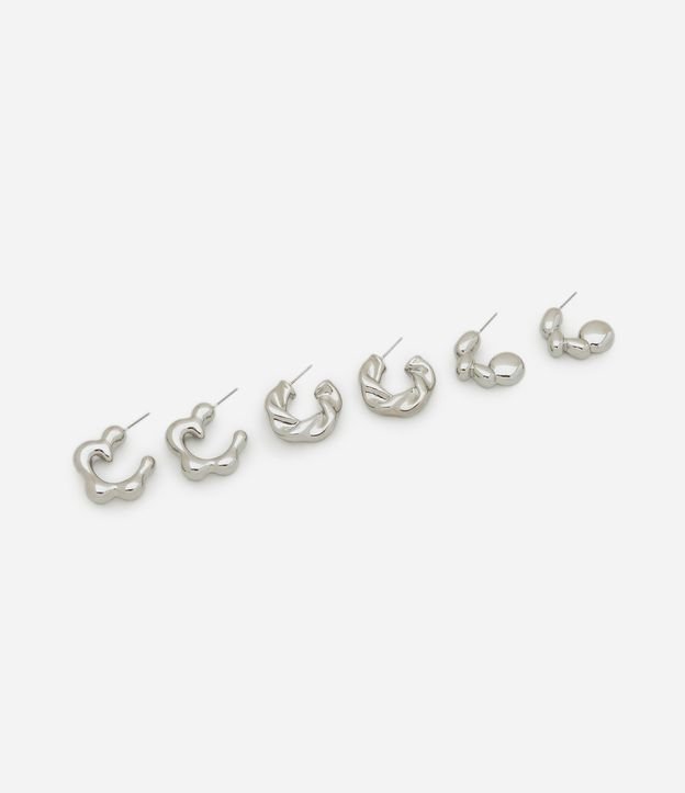 Kit 03 Argolas en Metal con Formas y Texturas Diferentes