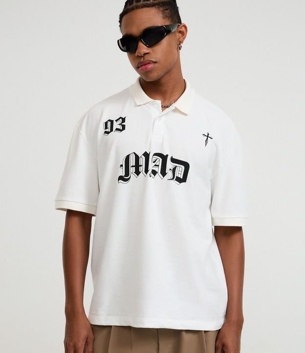 Remera Boxy en Algodón con Cuello Polo Lettering 93 Mad