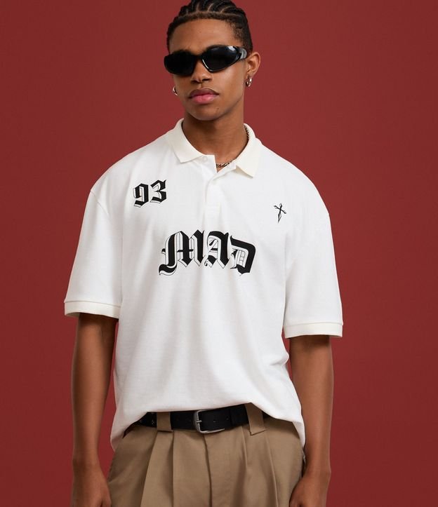 Remera Boxy en Algodón con Cuello Polo Lettering 93 Mad 5