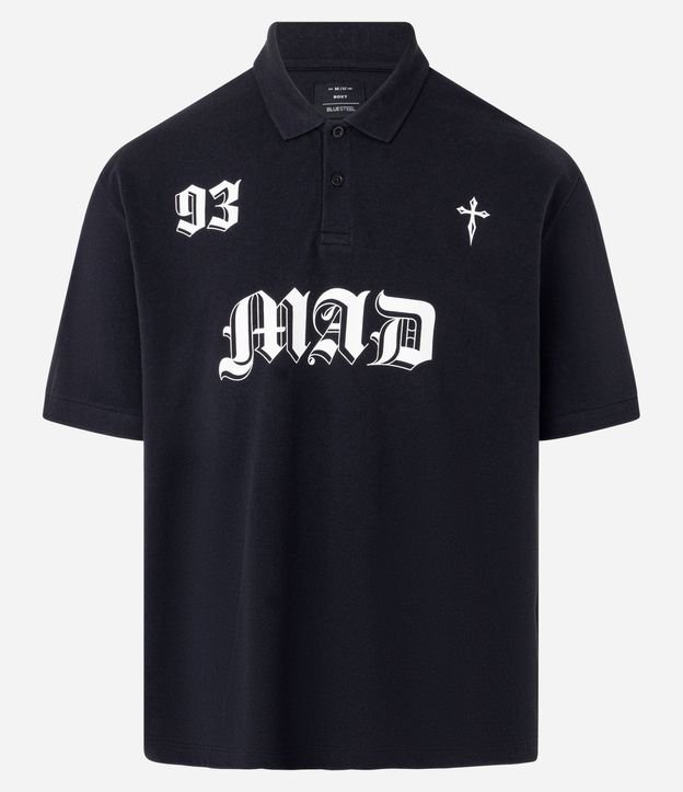 Remera Boxy en Algodón con Cuello Polo Lettering 93 Mad 6