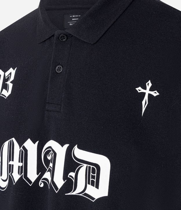 Remera Boxy en Algodón con Cuello Polo Lettering 93 Mad 7