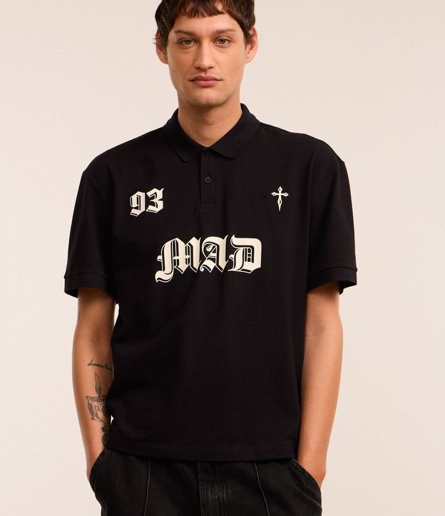 Remera Boxy en Algodón con Cuello Polo Lettering 93 Mad 1