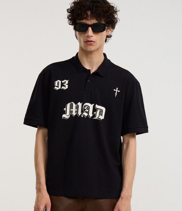 Remera Boxy en Algodón con Cuello Polo Lettering 93 Mad 6