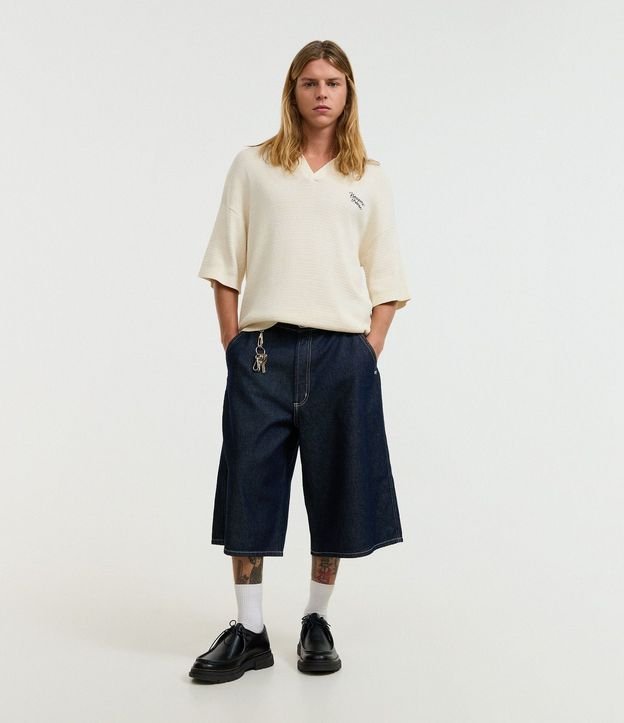 Camisa Polo Oversized en Punto con Estampa Lettering Newport Breeze 2
