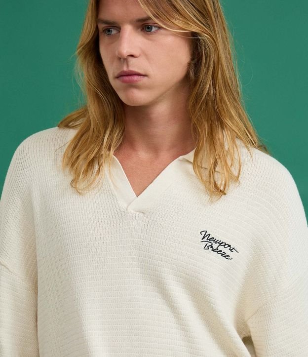 Camisa Polo Oversized en Punto con Estampa Lettering Newport Breeze 3