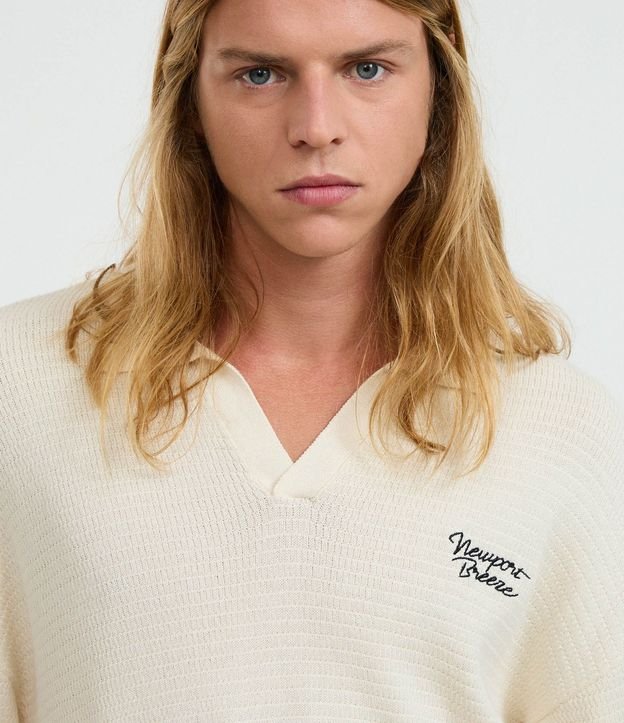 Camisa Polo Oversized en Punto con Estampa Lettering Newport Breeze 6