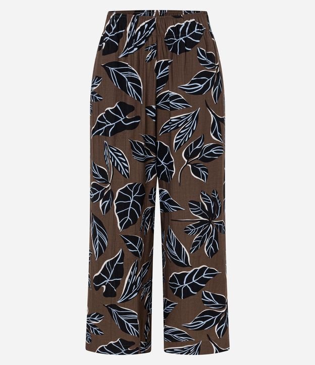 Pantalón Pantacourt en Viscosa con Estampa Follaje 5