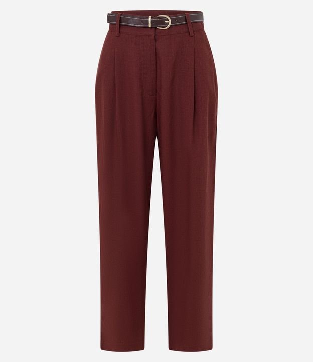 Pantalón Carrot Cintura Alta en Viscolino con Cinturón de PU