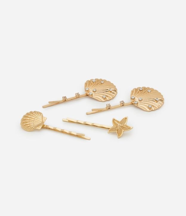 Kit 04 Pinzas para el Pelo en Metal Formatos de Caracolas y Estrella de Mar 2