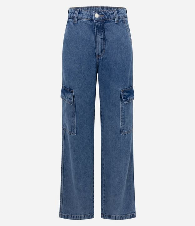 Pantalón Recto Comfort en Jeans con Bolsillos Cargo 2