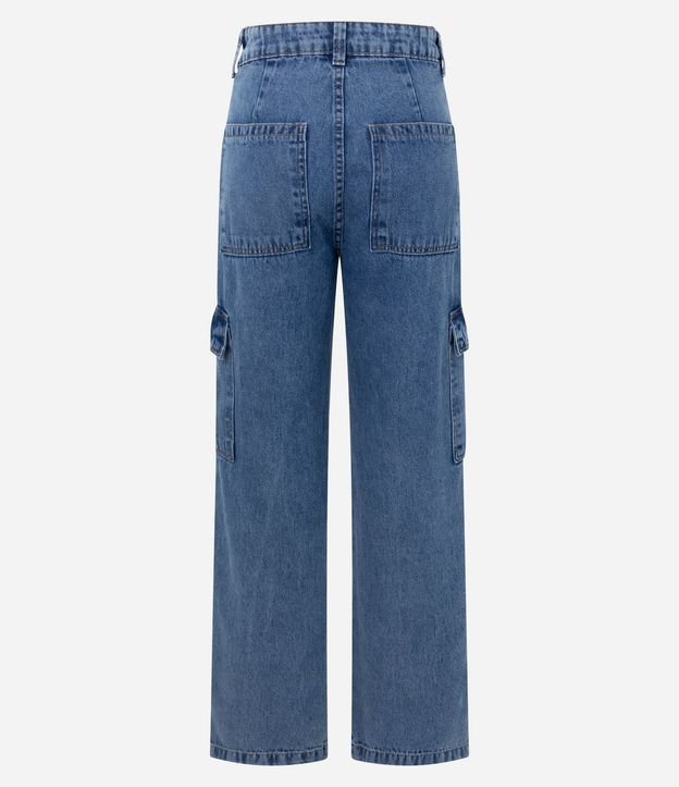 Pantalón Recto Comfort en Jeans con Bolsillos Cargo 3