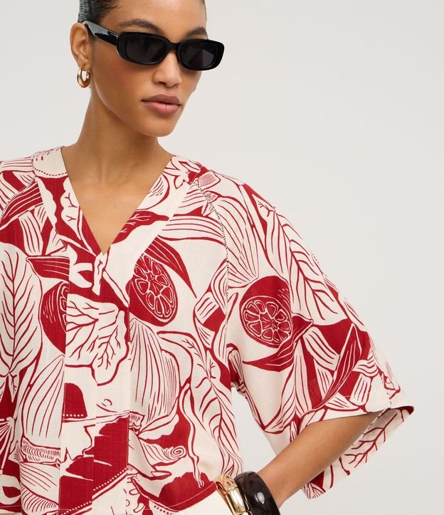 Blusa en Viscosa con Estampado Follajes y Limones 3