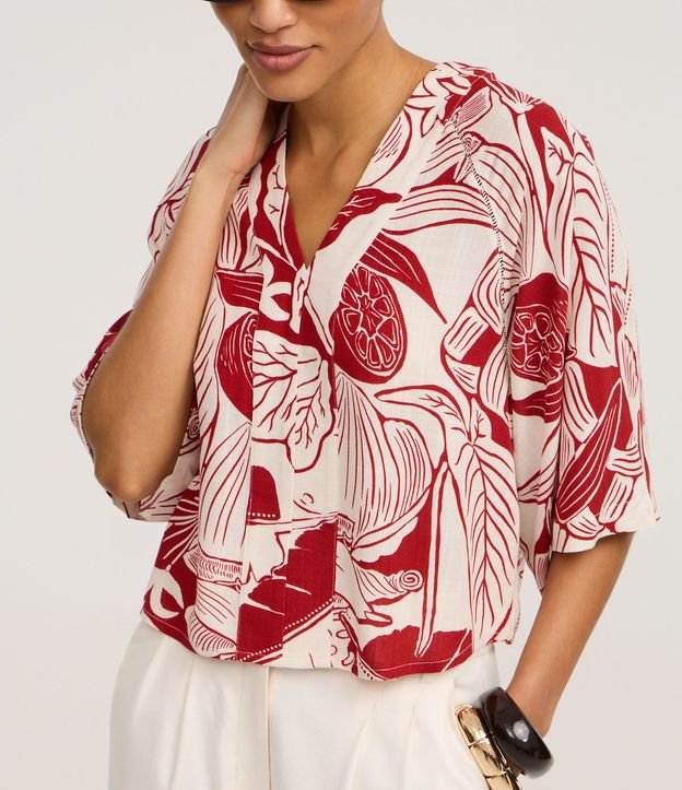 Blusa en Viscosa con Estampado Follajes y Limones 4