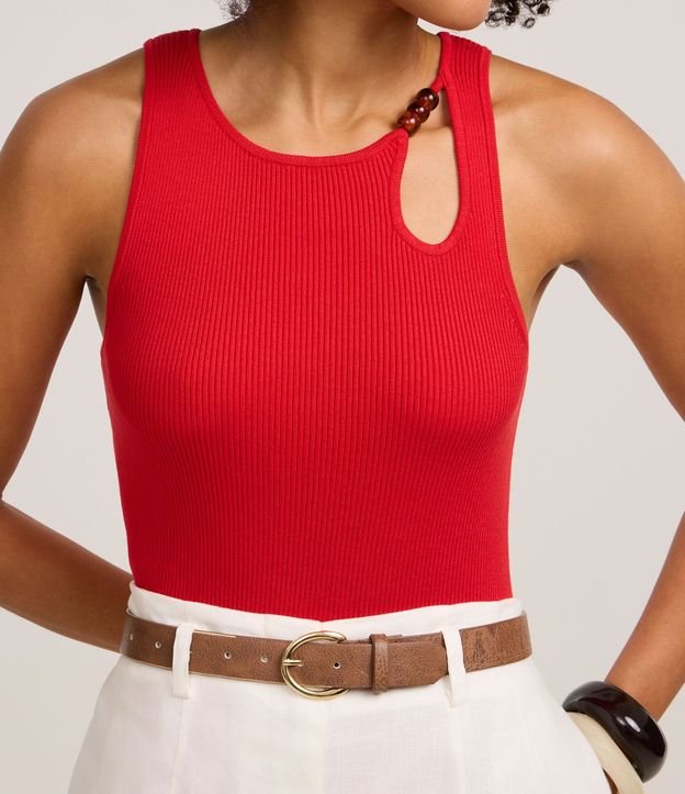 Blusa en Punto con Escote U y Adorno en el Escote 5