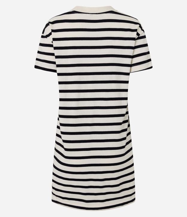 Vestido T-Shirt Corto en Cotton con Bolsillo y Rayas 8