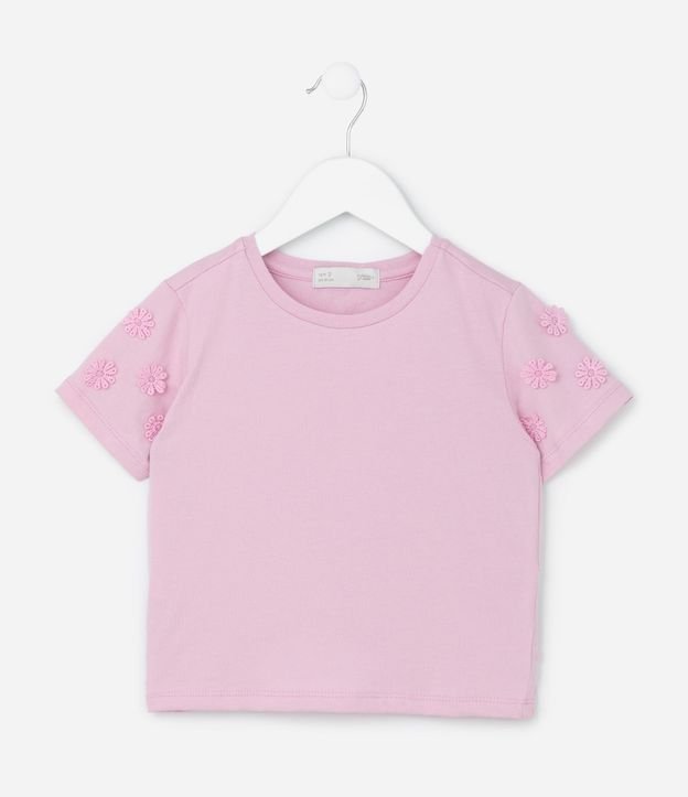 Blusa Infantil con Flores Aplicadas en la Manga - Talle 1 a 6 años 2