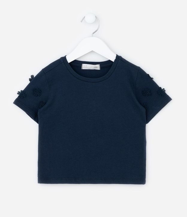 Blusa Infantil con Flores Aplicadas en la Manga - Talle 1 a 6 años 2