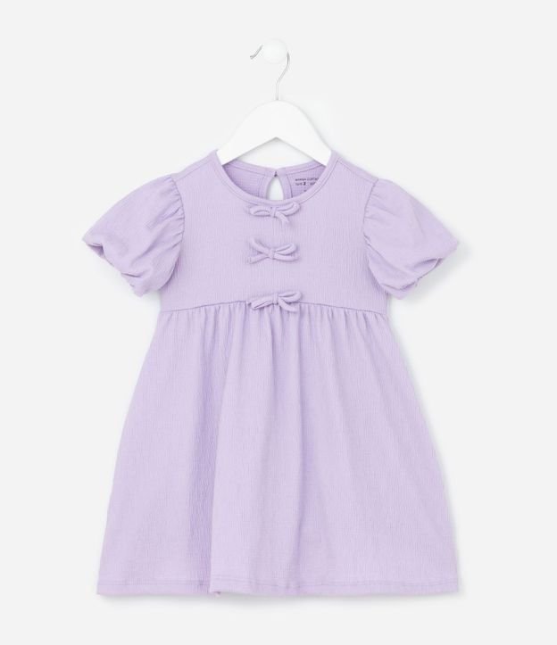 Vestido Infantil con Lazos Texturizado - Talle 1 a 6 años 2