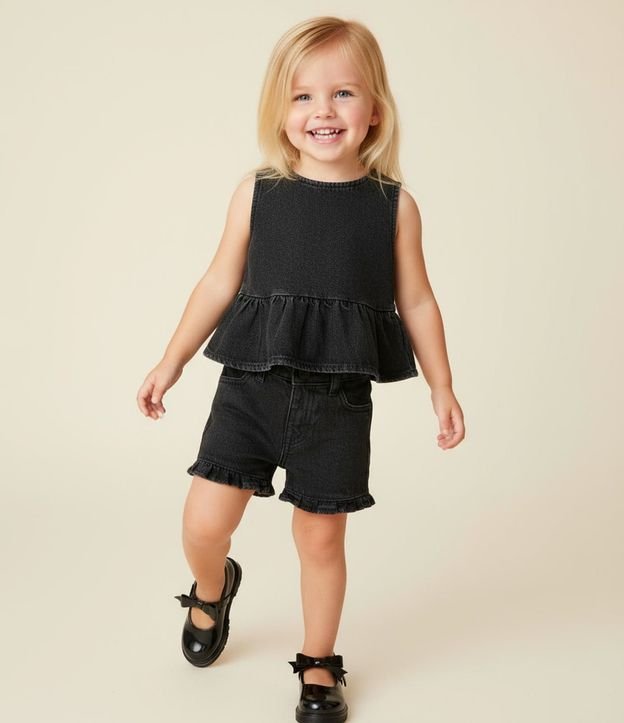 Blusa Infantil en Jeans con Volado -  1 a 6 años