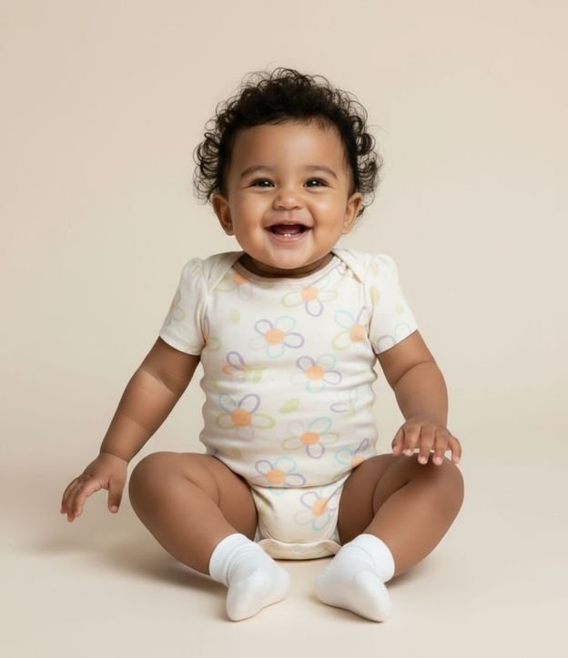 Body Infantil con Estampa Floral - Talle 0 a 18 meses