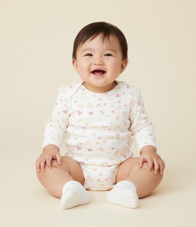 Body Infantil en Rib con Estampa Floral Liberty - Talle RN a 18 Meses