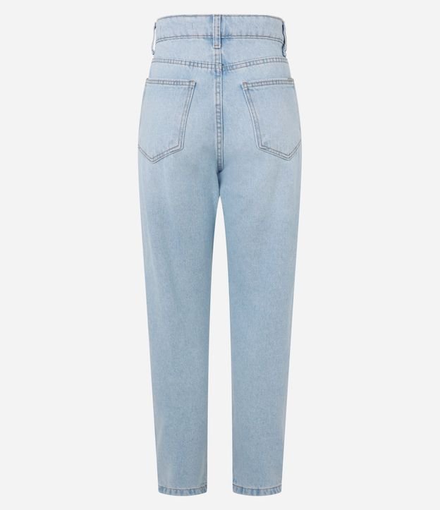 Pantalón Mom Básico Jeans con Cintura Alta y Bajo Plegado 5