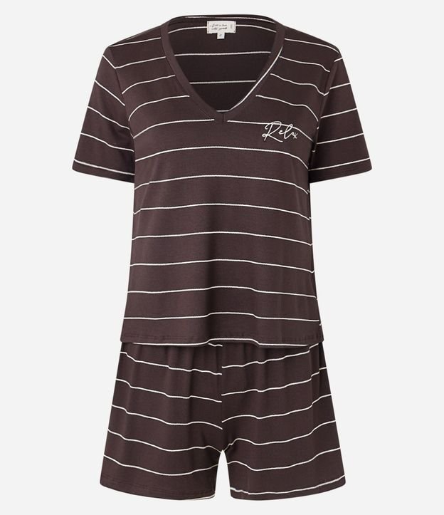 Pijama Short Doll en Viscosa con Rayas en Hilo Metalizado 4