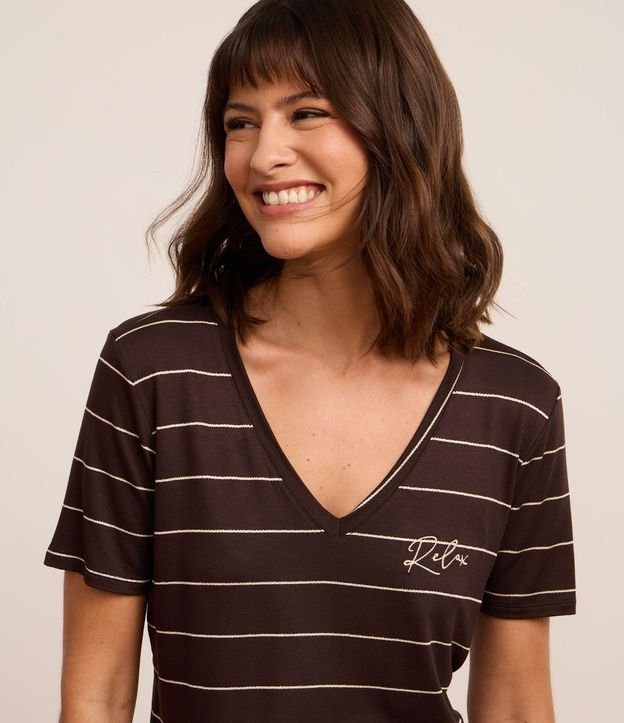 Pijama Short Doll en Viscosa con Rayas en Hilo Metalizado 2