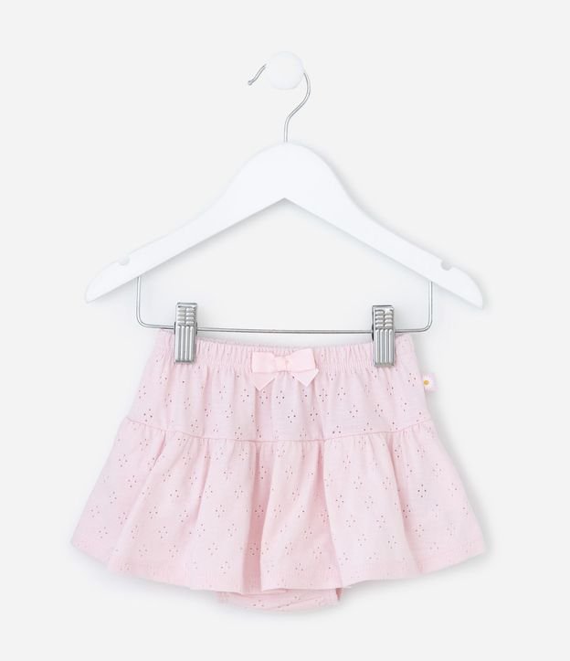 Short pollera Infantil con Moña y Texturizado - Talle 0 a 18 Meses
