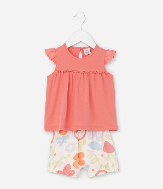 Conjunto Infantil con Estampa Floral - Talle 0 a 18 Meses 2