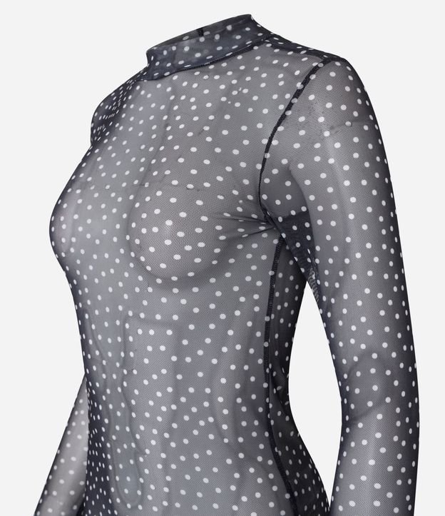Blusa en Tule con Cuello Alto y Estampa de Lunares 5