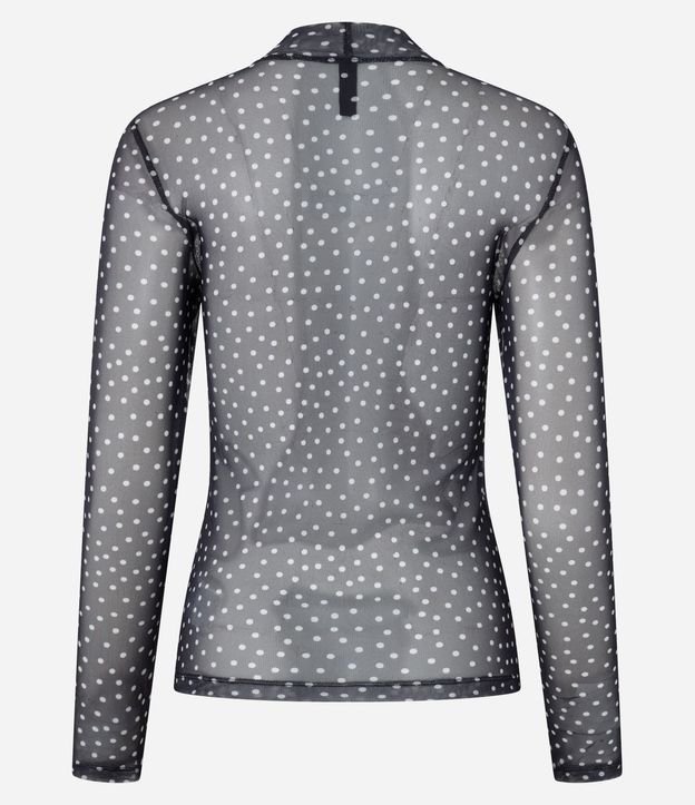 Blusa en Tule con Cuello Alto y Estampa de Lunares 6