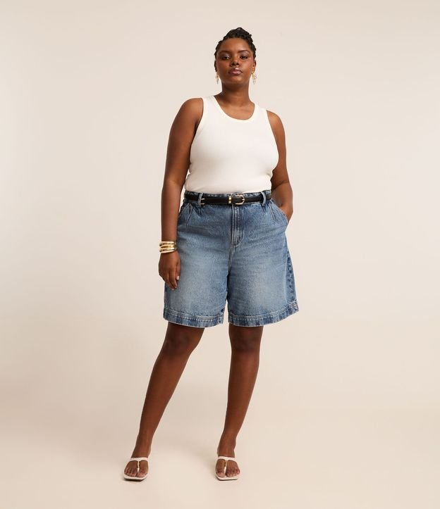 Bermuda en Jeans con Pences y Bajo Larga Curve & Plus Size 1