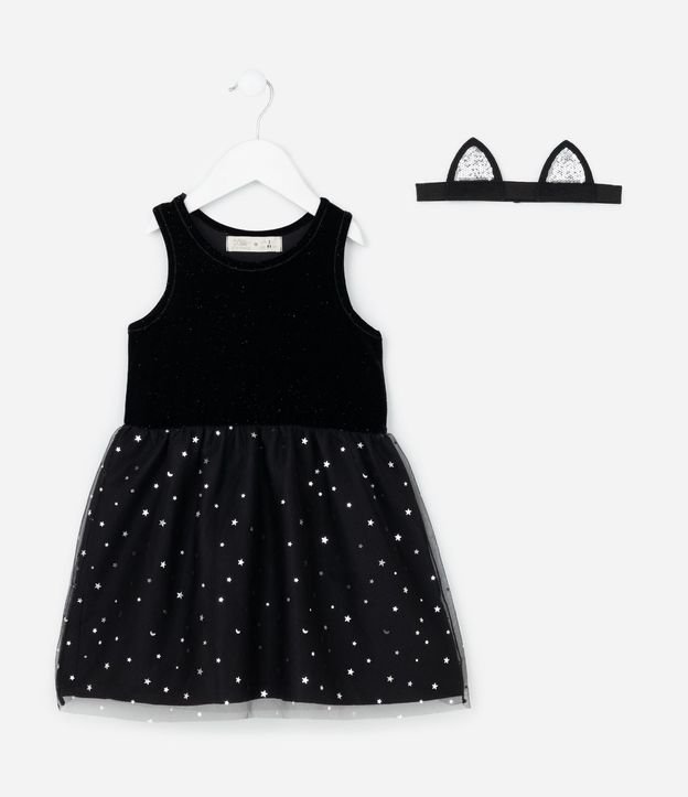 Vestido Infantil en Terciopelo de Gatita - Talle 1 a 6 años 2
