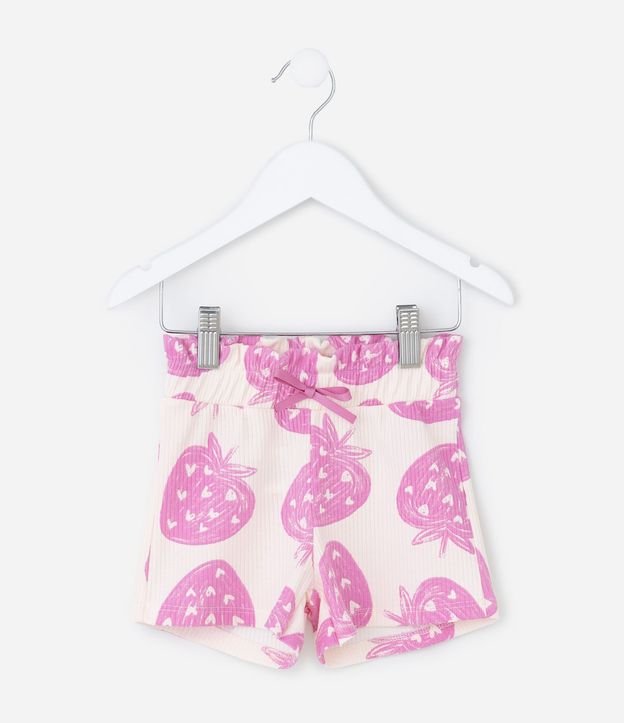 Short Clochard Infantil con Estampa Morangos - Tam1 a 6 años