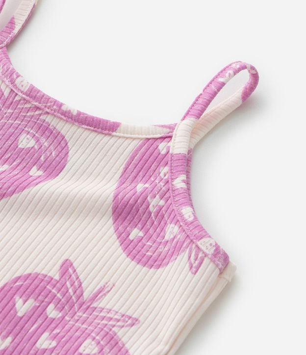 Musculosa Infantil Acanalada con Estampa Frutillas - Talle 1 a 6 años 5