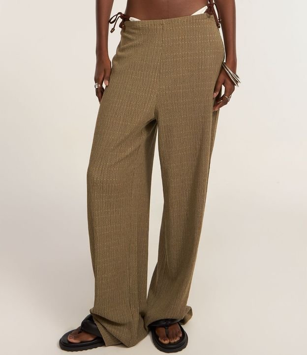 Pantalón Wide Texturizada con Cintura Elástica 3
