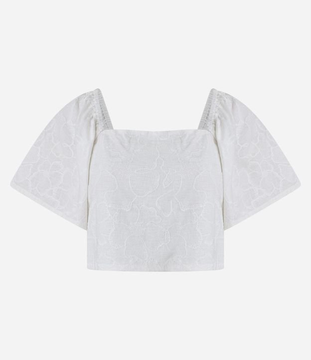 Blusa en Laise con Manga Abullonada con Bordado Floral 6