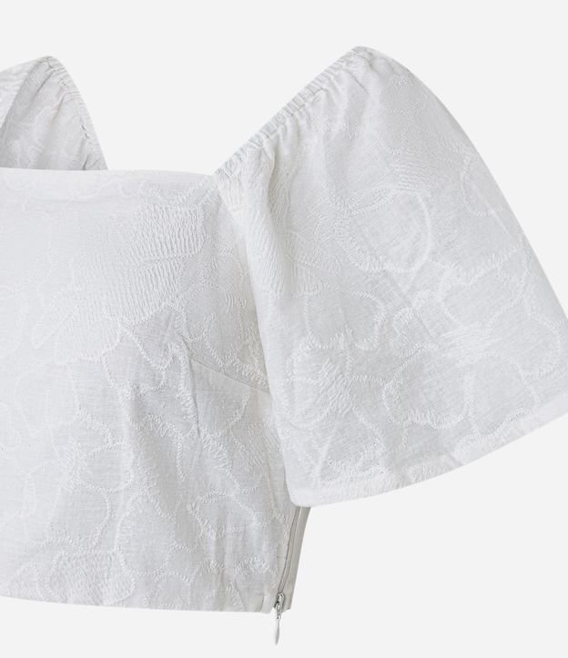 Blusa en Laise con Manga Abullonada con Bordado Floral 7