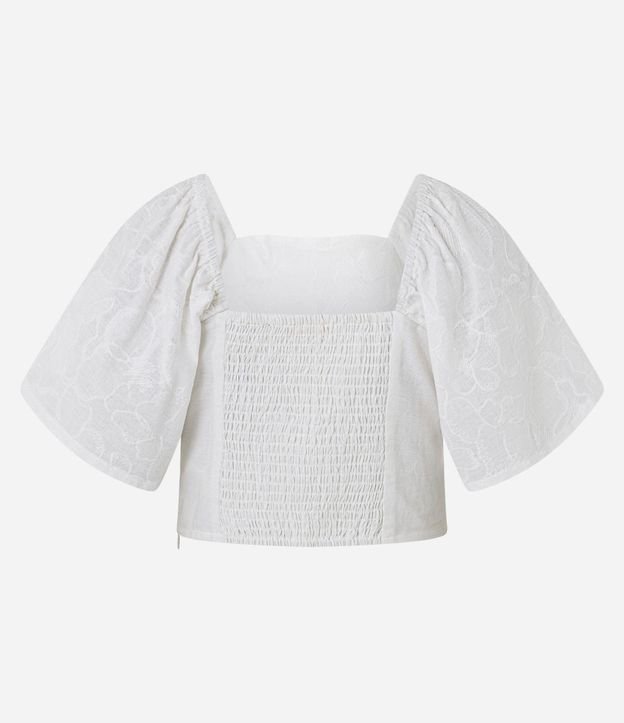 Blusa en Laise con Manga Abullonada con Bordado Floral 9