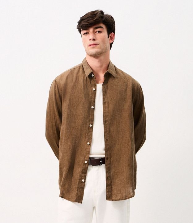 Camisa Comfort en Lino Puro con Cuello inglés 2
