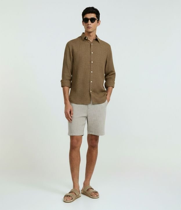 Camisa Comfort en Lino Puro con Cuello inglés 4
