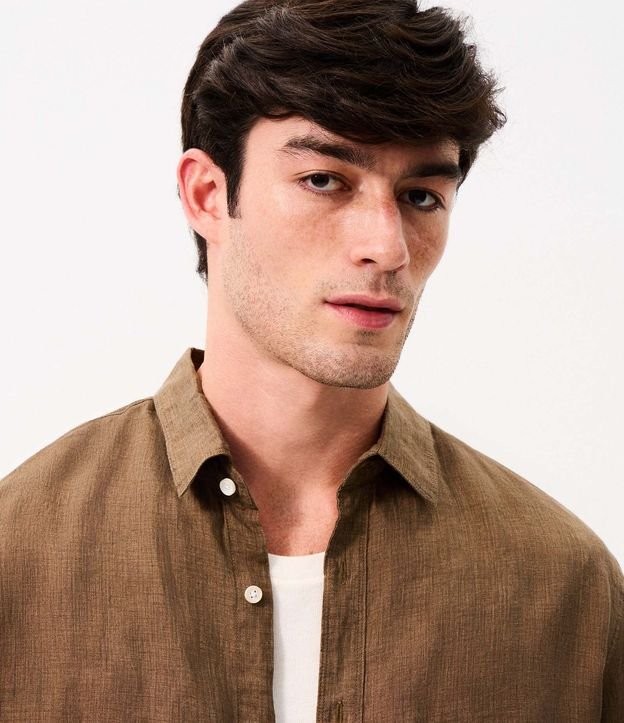 Camisa Comfort en Lino Puro con Cuello inglés 5