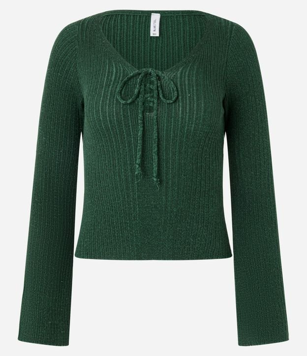 Blusa Acanalada en Punto con Lazo y Puño Amplio 4