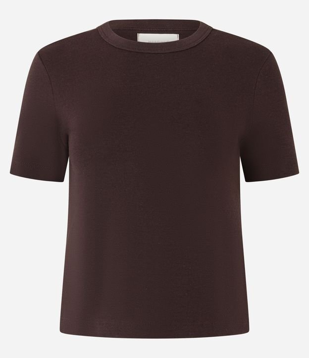 Blusa Básica Ajustada en Rib con Cuello Redondo 5