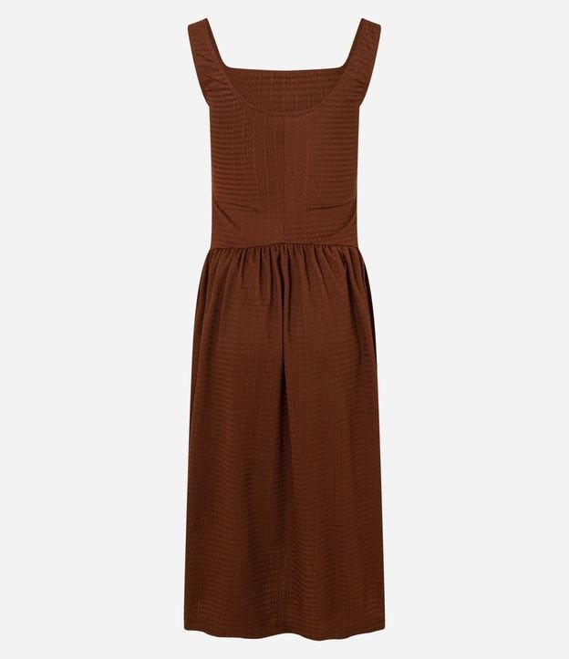 Vestido Recto Midi Texturizado con Escote Cuadrado 7