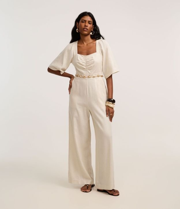 Mono Wide Leg en Viscolino con Fruncido en el Busto 2