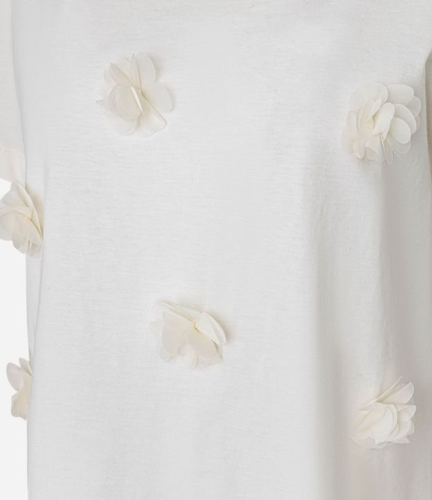 Blusa en Algodón con Flores de Organza Aplicadas 11